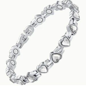 Clear Heart Shaped Lymphatic Magnetherapy 3500 Gauss Magnet Adjustable Bracelet